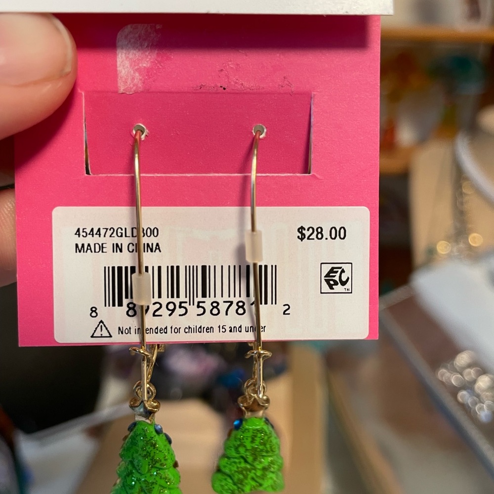 Betsey Johnson Festive Green Tree Earrings - Picture 4 of 4